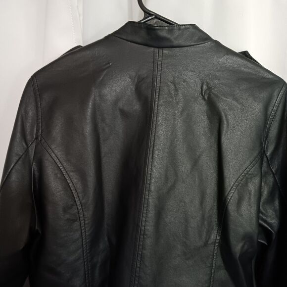 Worthington Vegan Leather Jacket Sz XL Zip Closure, Black Gathered Waist - Picture 14 of 14